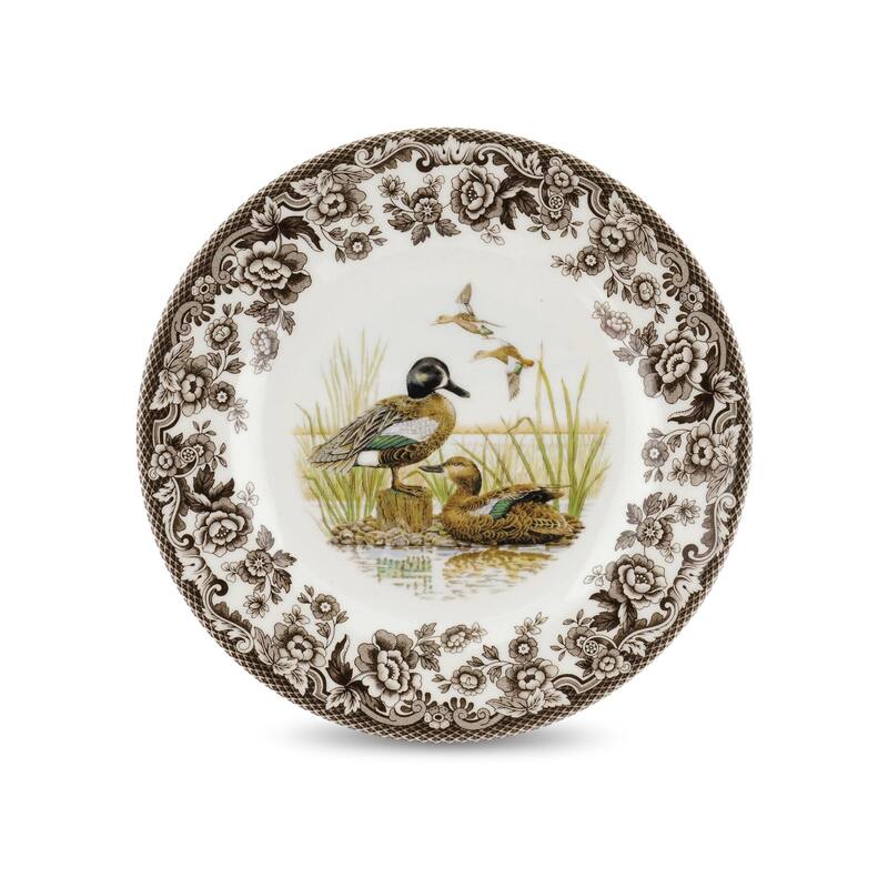 Spode Woodland Salad Plate Birds Motif - 8 inch - Blue Winged Teal