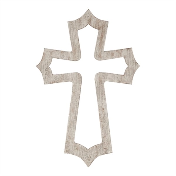 15.75" Gray and Natural Brown Cross Shaped Names of Jesus Wall Decor - N/A