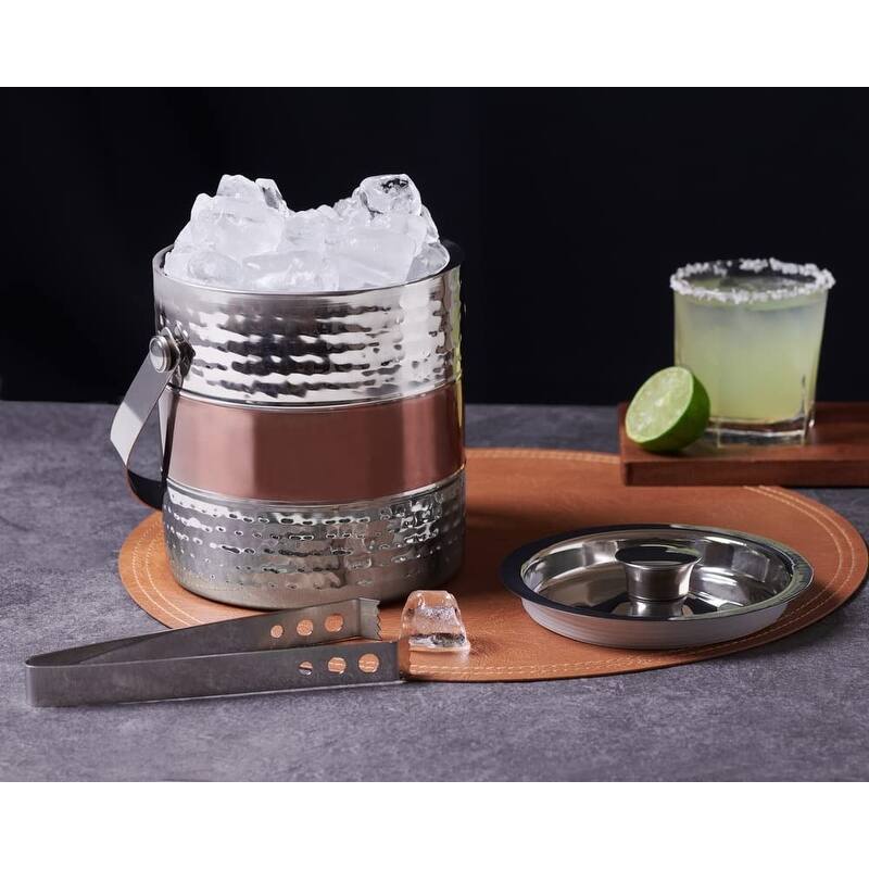 Sol Living Ice Bucket Double Wall Stainless Steel with Lid and Tongs