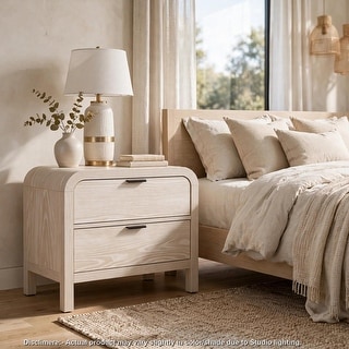 Meranti Boxes Benjara Nightstand with 2 Drawers and USB Ports, Off-White Meranti Wood ...