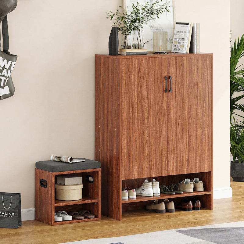 Shoe Cabinet with Doors, 7 Tier 28 Pairs Shoe Cabinet Storage for Entryway, Hidden Narrow Shoe Cabinets