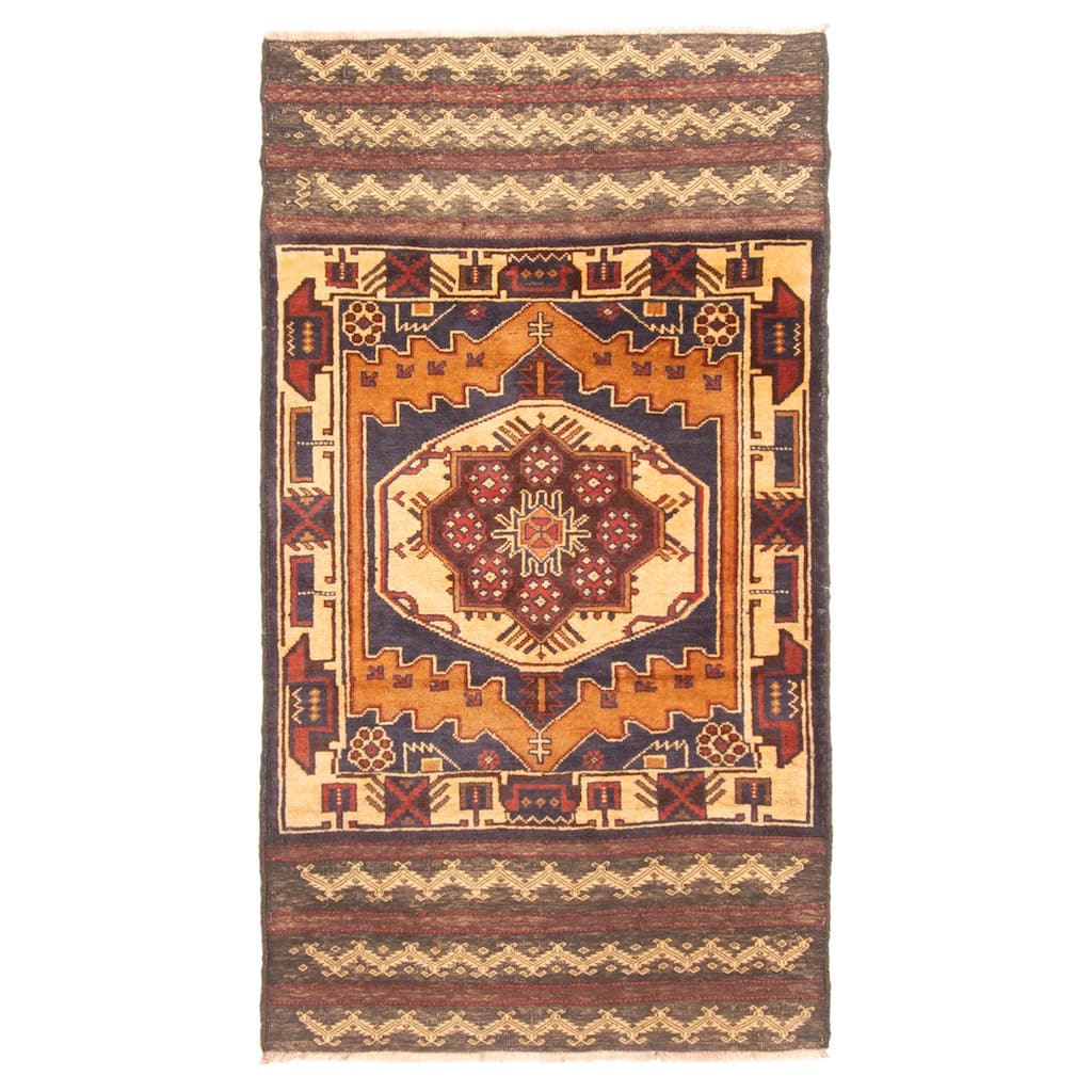 ECARPETGALLERY Hand-knotted Teimani Dark Navy Wool Rug - 2'8 x 4'9