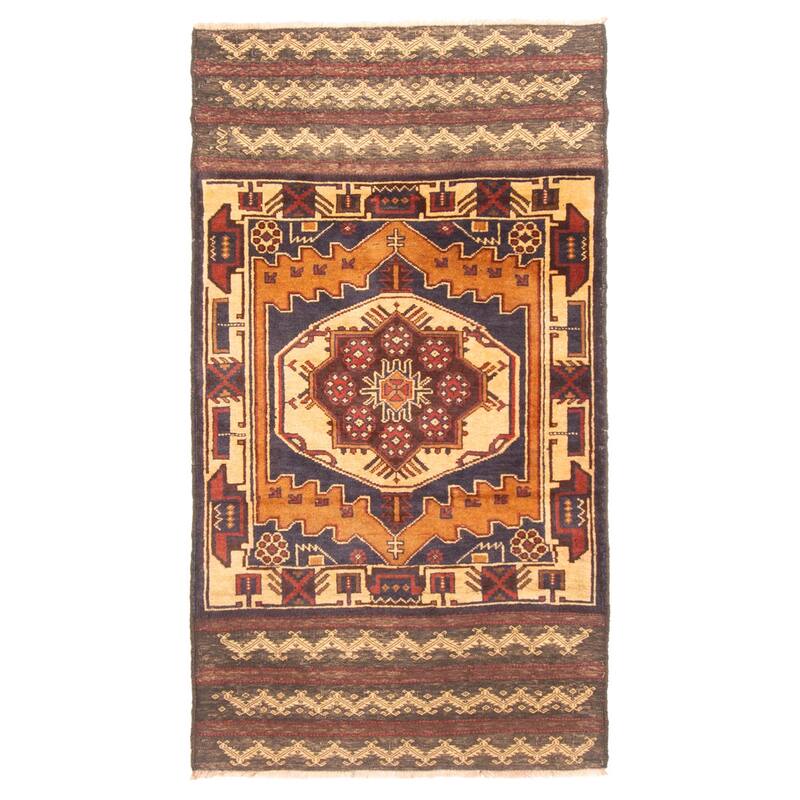 ECARPETGALLERY Hand-knotted Teimani Dark Navy Wool Rug - 2'8 x 4'9