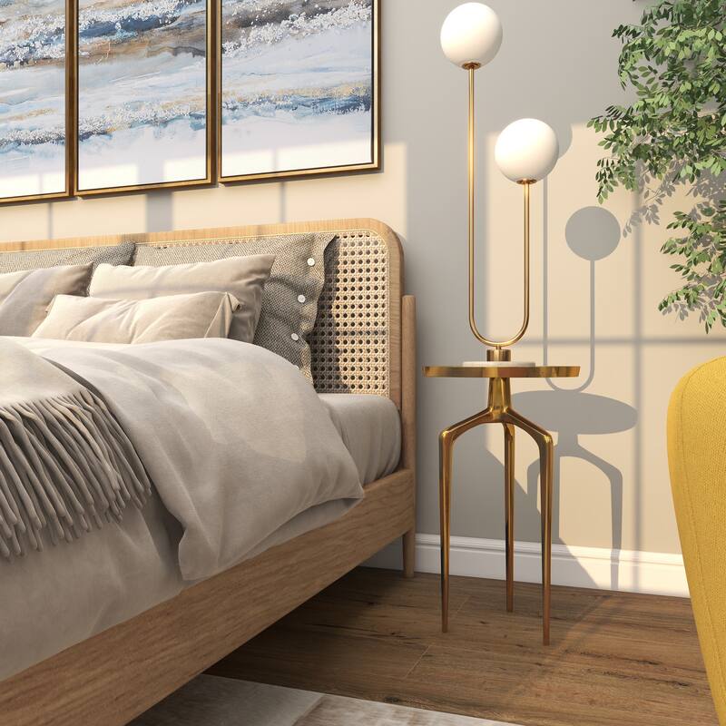 Sleek Aluminum Metal Tray Inspired Accent Table with 3 Tripod Legs - Black, Gold, Silver