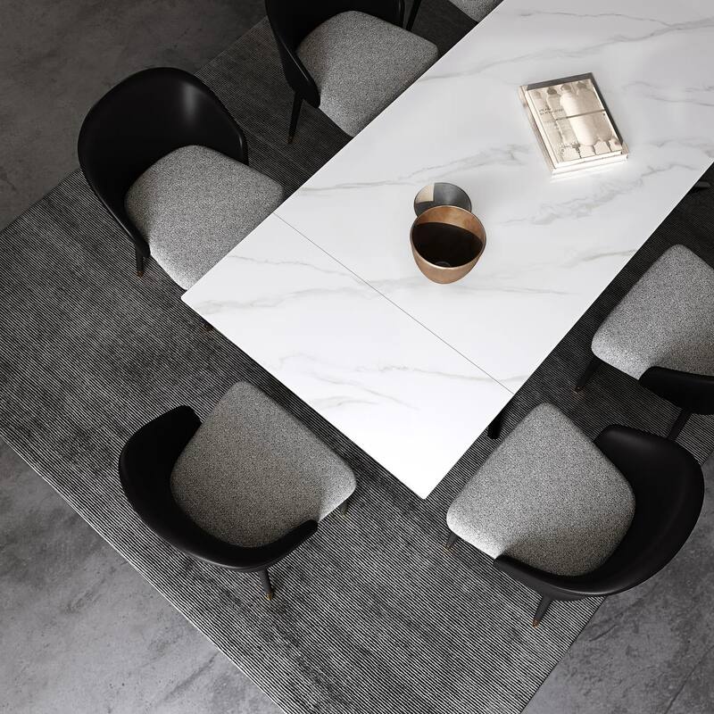110.24'' Extendable Rectangular Sintered Stone Dining Table For 6-10 People