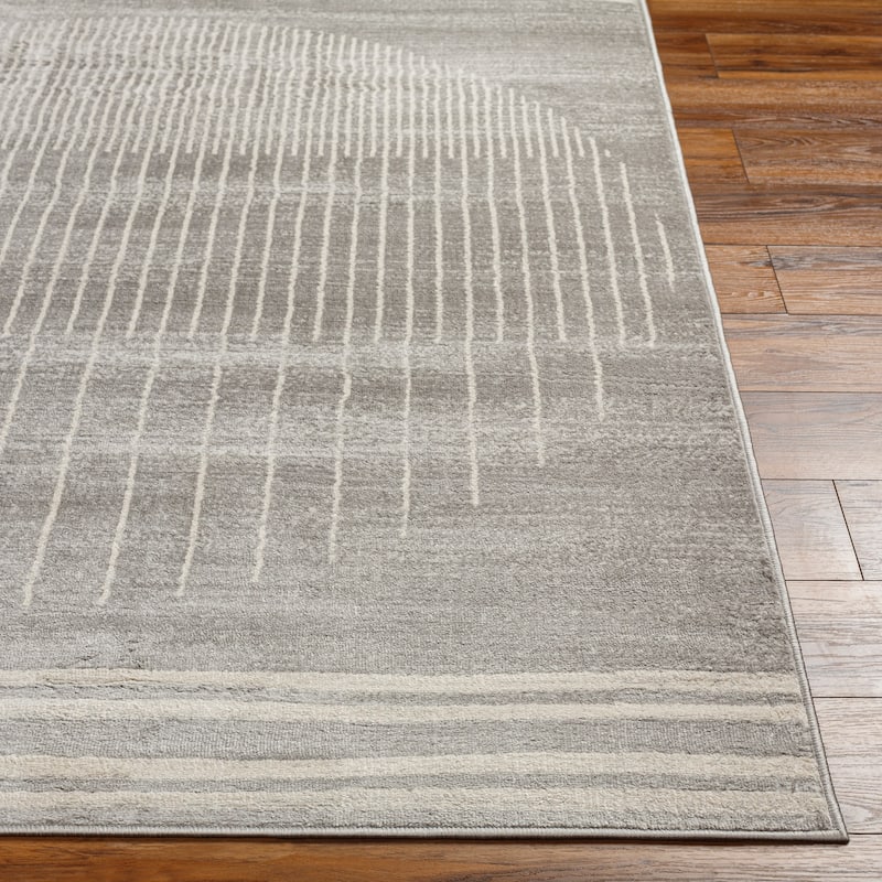 Artistic Weavers Joel Mod Black/Ivory Ombre Geometric Striped Area Rug