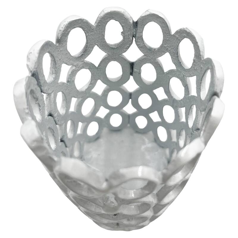 7 Inch Decorative Handmade Aluminum Modern Hollow-Craved Candle holder Set of 2 - 3.75 x 3.75 x 6.5 in