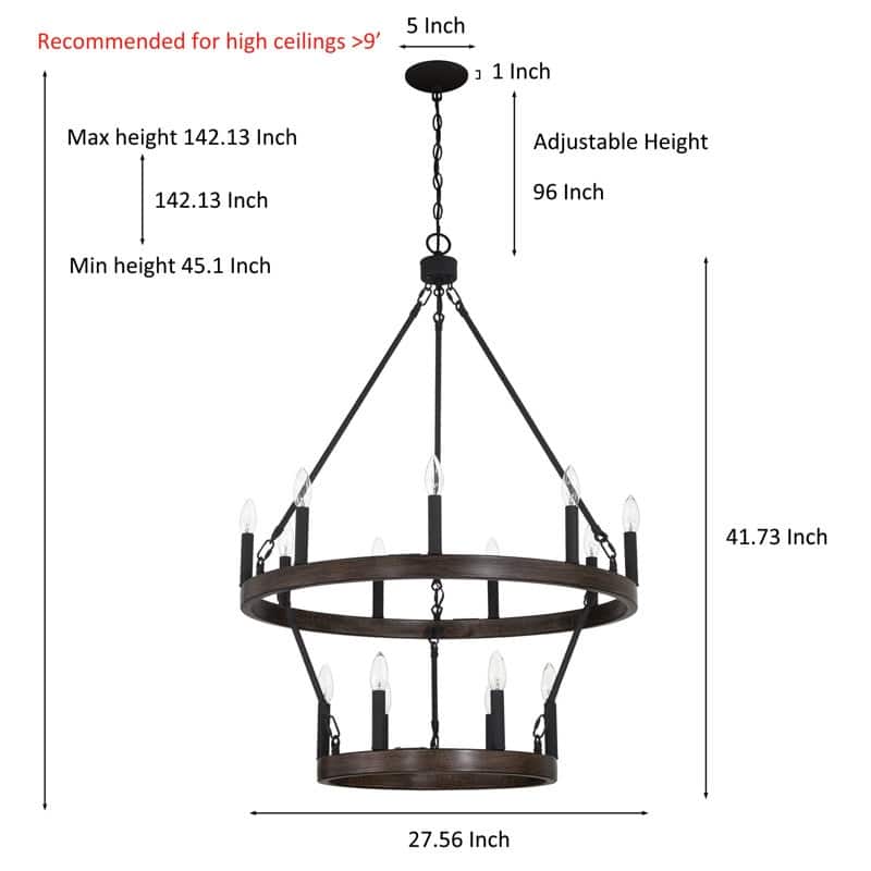 Acroma 15-light Farmhouse Black Tiered Chandelier for Dining Room - 27.5 inches
