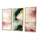 preview thumbnail 14 of 17, Designart "Abstract Geode Geometric Pink And Green III" Modern Geometric Framed Canvas Art Print - 3 Panels