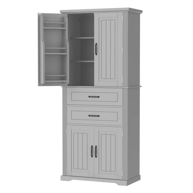 Storage Cabinet with Multi-Functional Storage Space, 2 Drawers with Slide Rails, Adjustable Shelf, Black