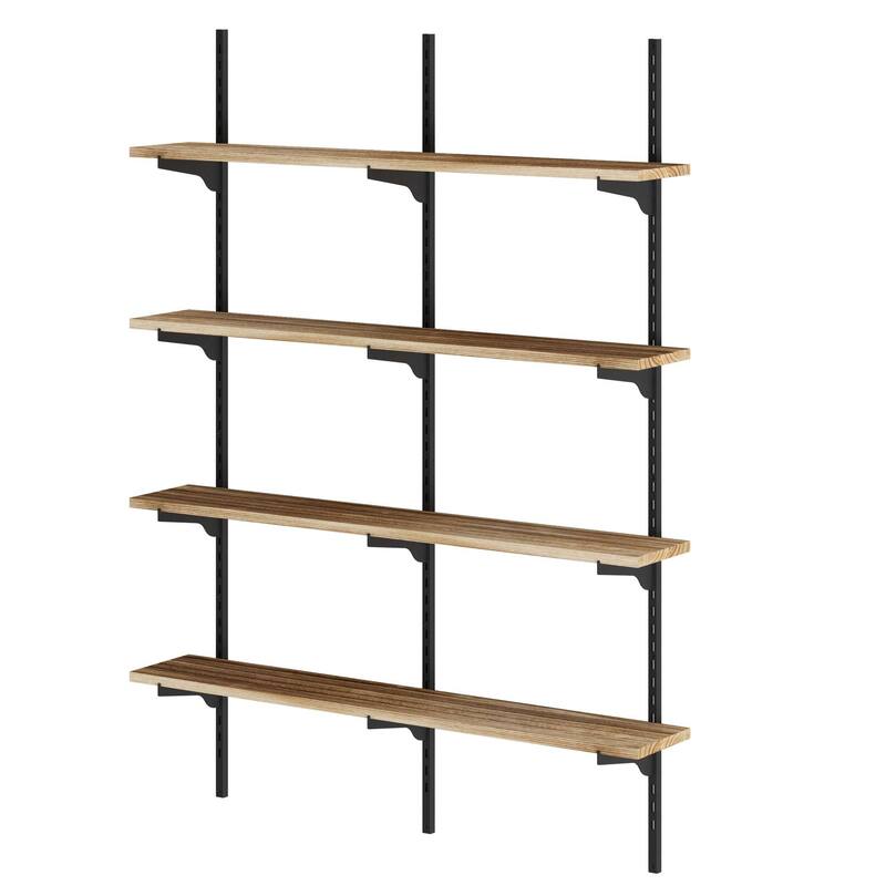 Wallniture Turin 36" Floating Bookhelves with Adjustable Brackets, Real Wood Shelves, Farmhouse Decor, Wall Mounted,Tier Options