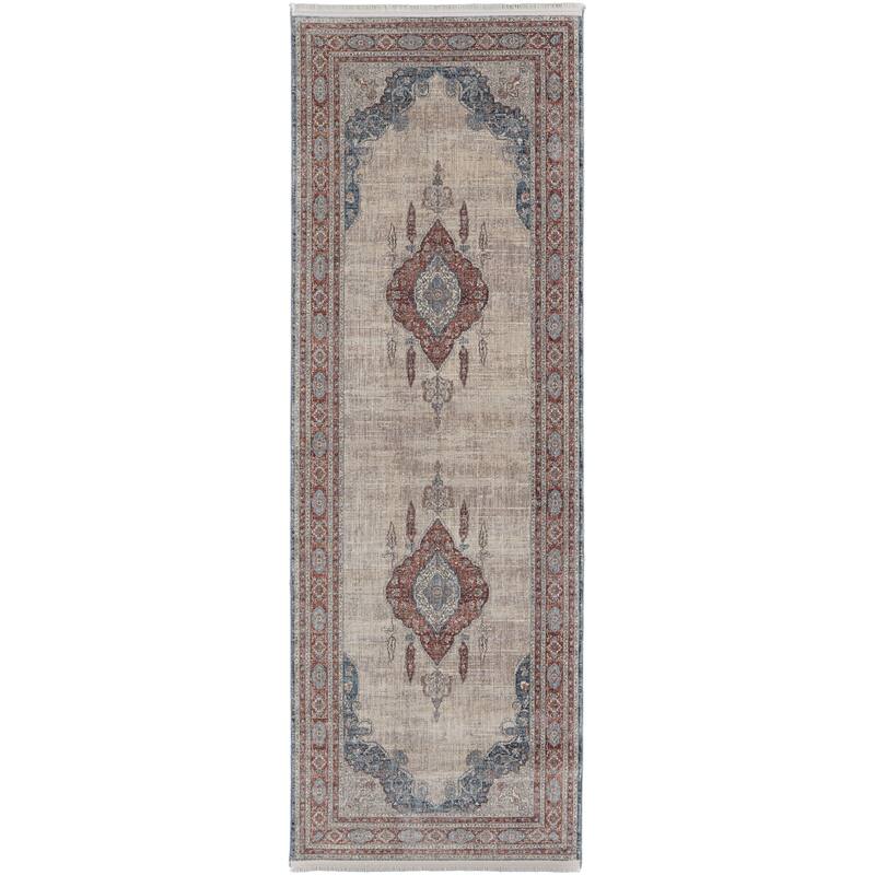 Gilford Power Loomed Classic Area Rug - 2'-8" x 10' - Blue/Rust/Gray