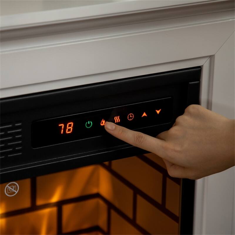 1400W White Electric Fireplace Heater with Adjustable Temperature and LED Flames Included Remote - 31" L x 10.75" W x 24.5" H