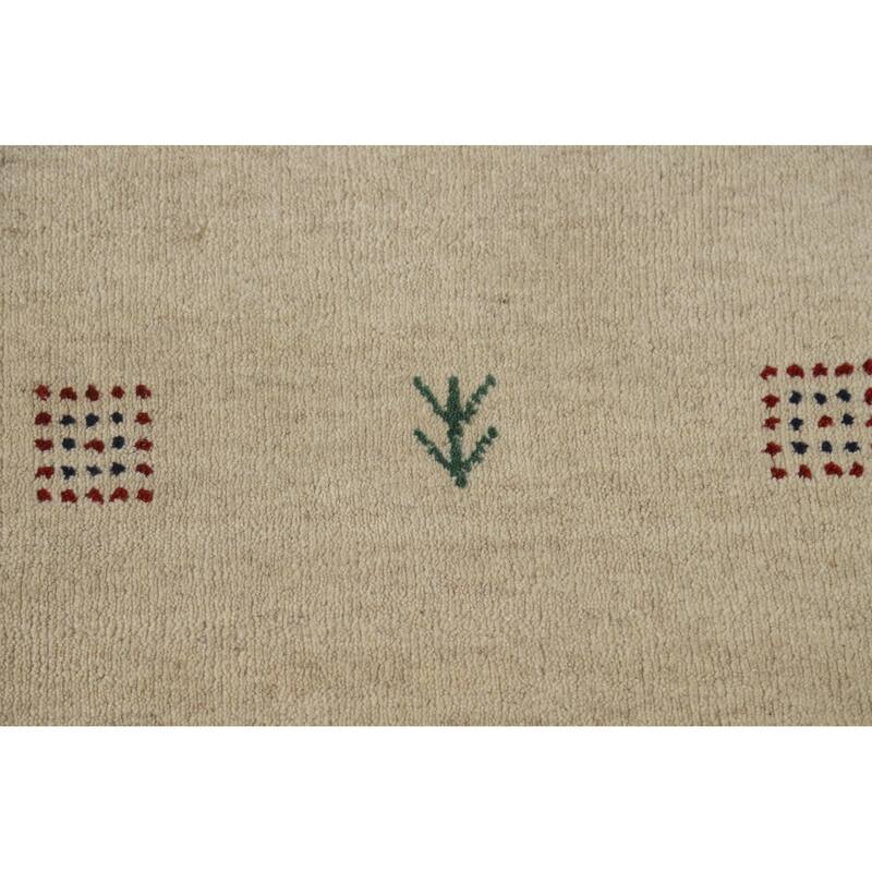 Hand Knotted Oriental 100% Wool Carpet Tribal Tribal Beige & Ivories Gabbeh Area Rug - 7' 4'' X 5' 2''