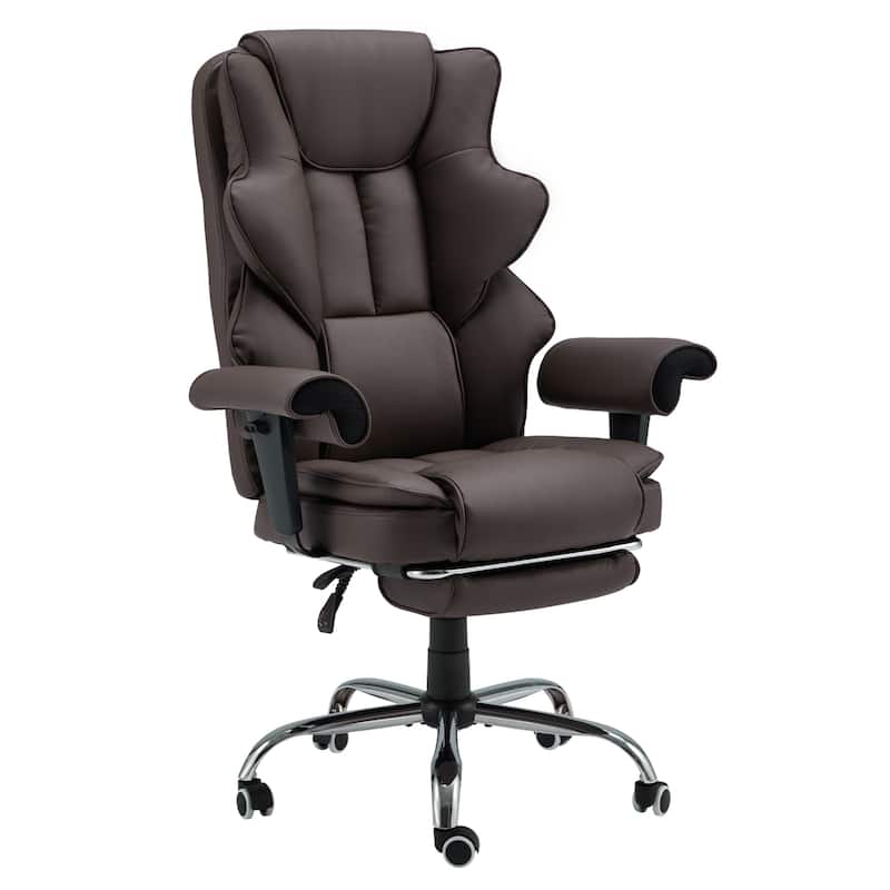 Ergonomic 6-Point Massage Office Chair with Heating, Reclining Function, Retractable Footrest, and Adjustable Armrests