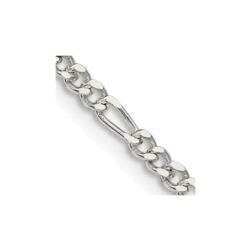 Curata 925 Sterling Silver 2.5mm Figaro Chain Necklace (Lobster)