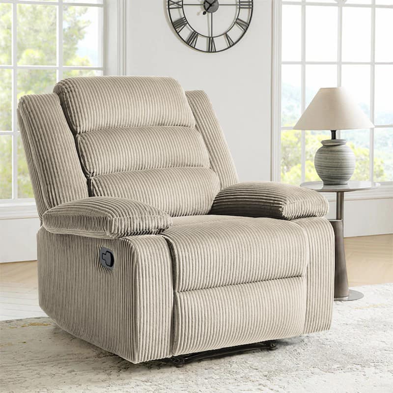 Modern 36'' W Cotton/ Corduroy Push Back Manual Recliner Chair - Oatmeal-Corduroy