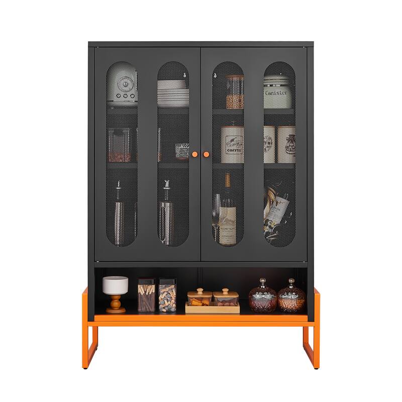 High Foot Double-Sided Mesh Door Shoe Cabinet With Movable Double-Layer Partitions And Hollow Base