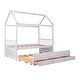 preview thumbnail 6 of 7, White Wooden House Bed with Trundle, 3 Storage Drawers, and Pull-Out Trundle