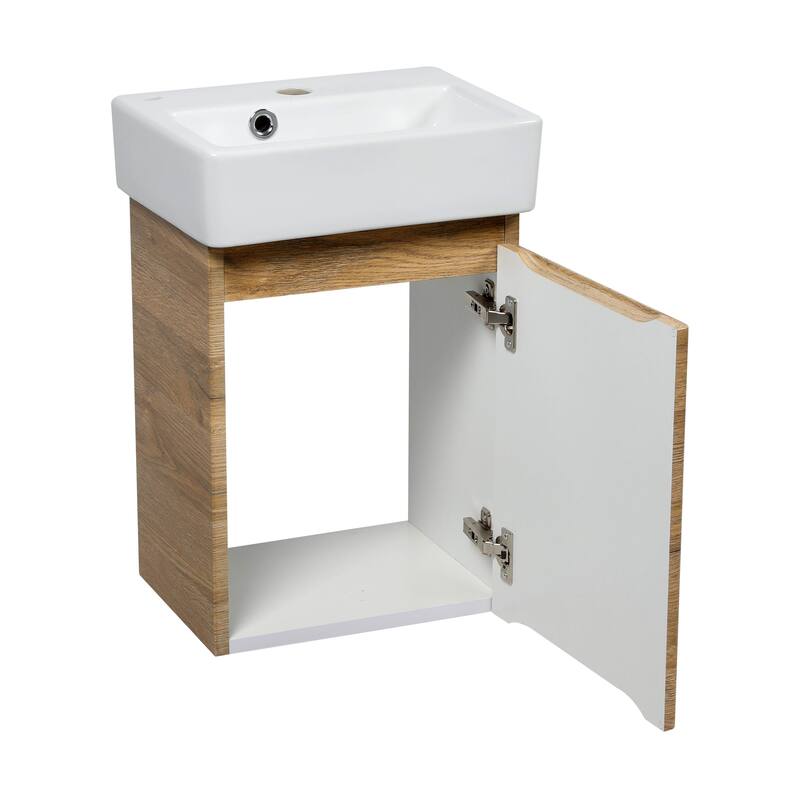 Modern Wall-Mounted Bathroom MINI-Vanity with Washbasin | Comfort Collection mirror Simple 24" included