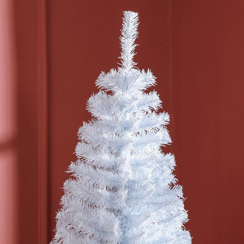HOMCOM 6/7FT Black Christmas Tree with Stand, Xmas Slim Artificial Christmas Tree Small, Black Christmas Decorations