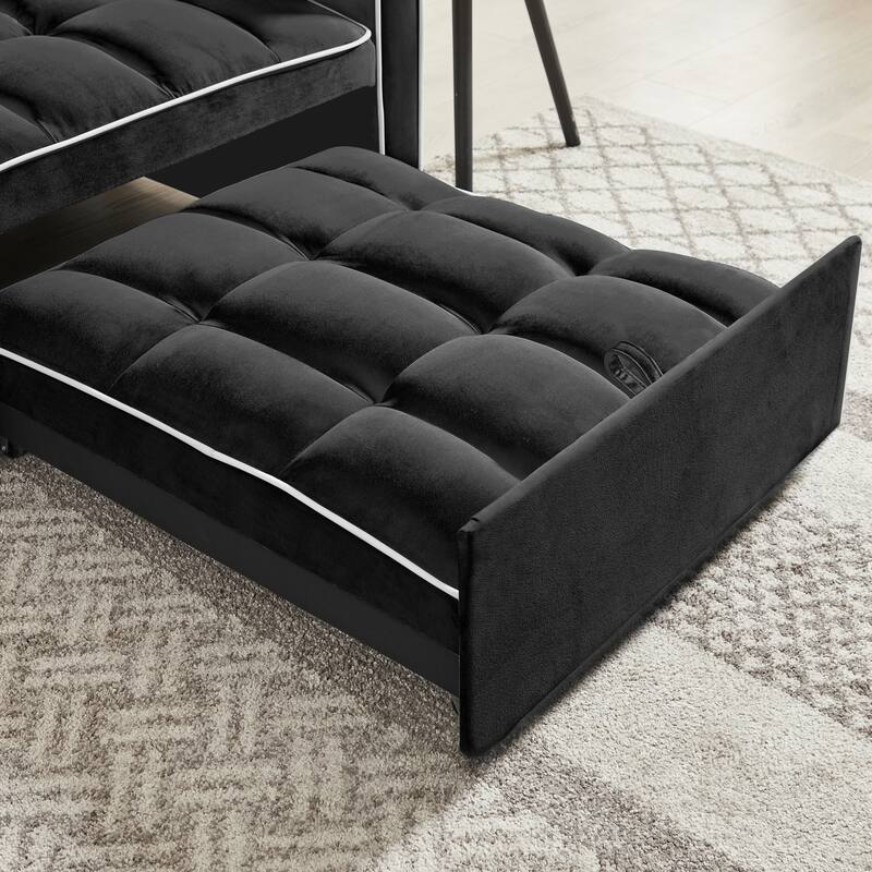 Convertible Velvet Sofa Bed Chair, Adjustable Backrest, Modern Recliner and Single Bed, Multi-Functional Lounge Chair