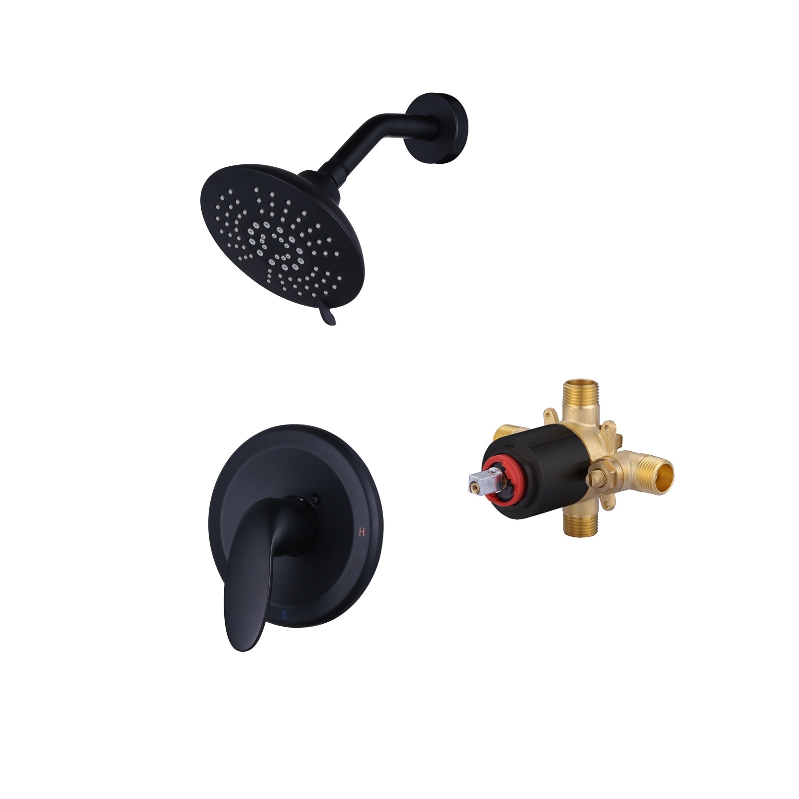 WOWOW Single Handle 5-Spray Shower Faucet with Valve
