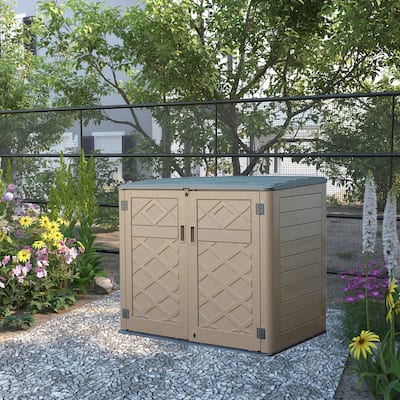 4.43 ft.x 2.82 ft White Resin HDPE Outdoor Storage Shed with Lockable Door