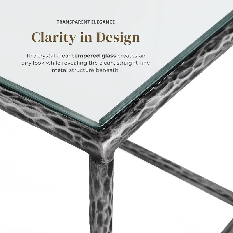 247 Shop At Home Lalia Modern Hammered Metal 2-Piece 1-Shelf End Table Set