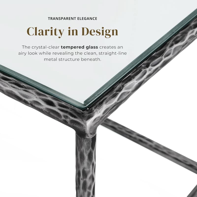 247 Shop At Home Lalia Modern Hammered Metal 1-Shelf Coffee Table