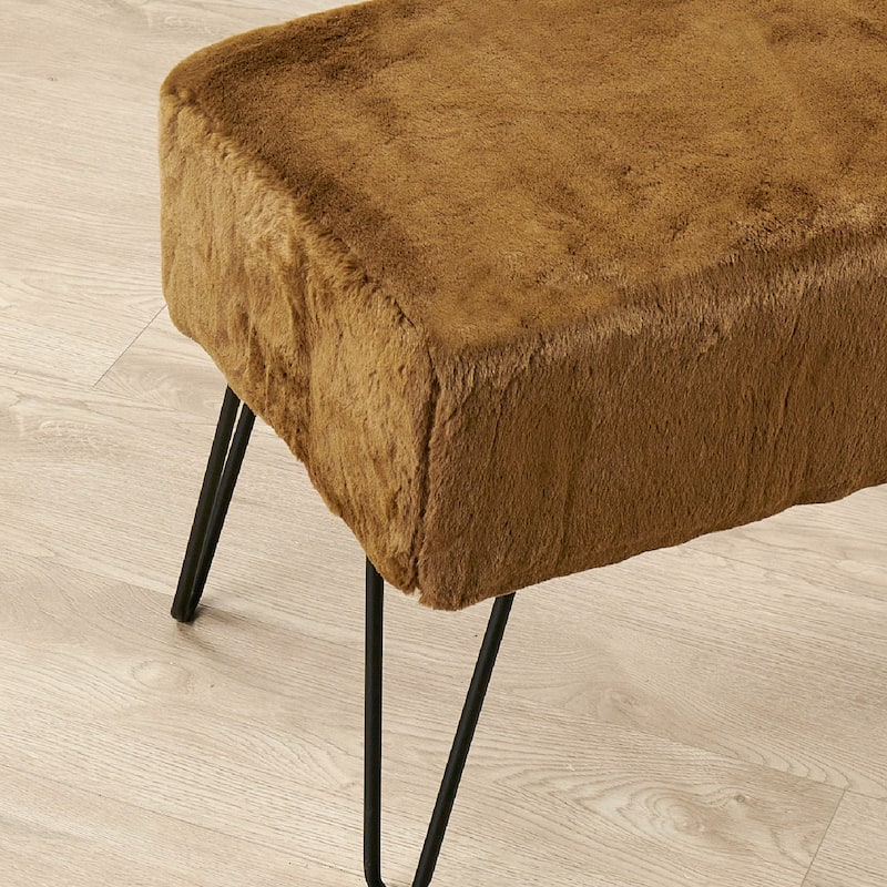 Serenta Solid Color Fauxfur Ottoman