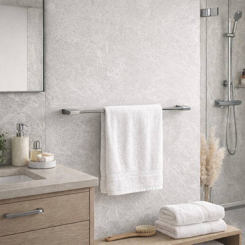 Modern Wall-Mounted 24-Inch Stainless Steel Towel Bar - 24" L x 2" D x 0.8" H