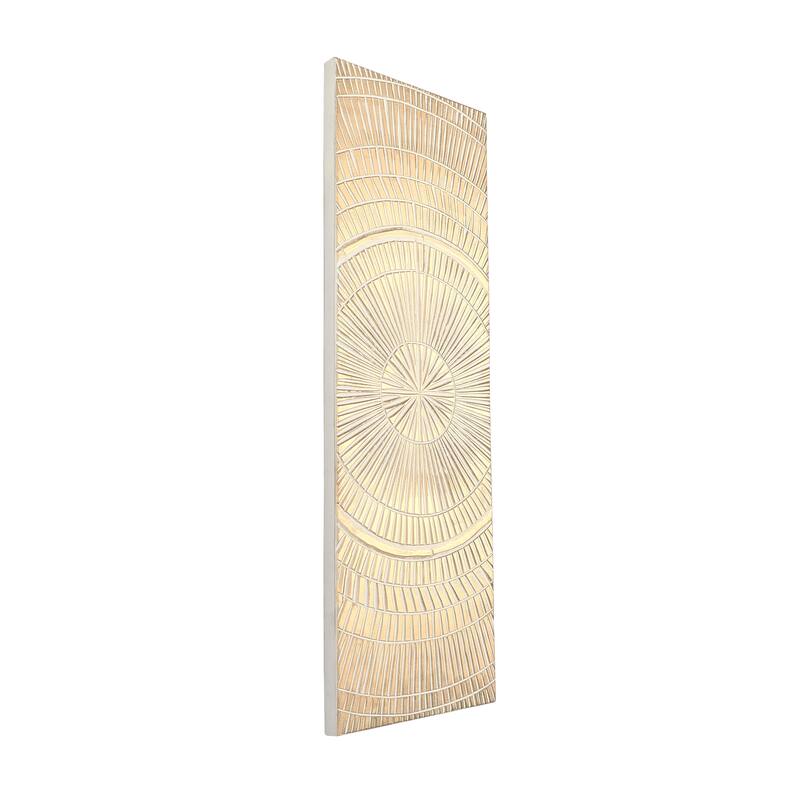 Gold Wood Handmade Intricately Carved Radial Geometric or Starburst Wall Decor
