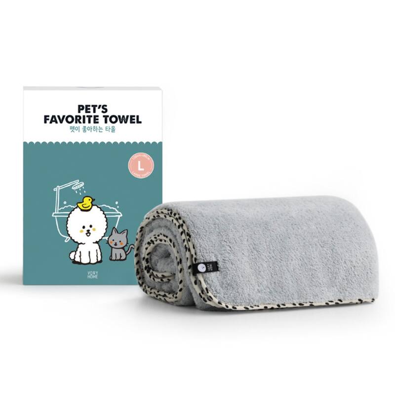 PET’S FAVORITE TOWEL, Premium High Quality Microfiber Pet Towel, Ultra-Absorbent, Quick Drying Towel, White, Made in Korea - Large - White