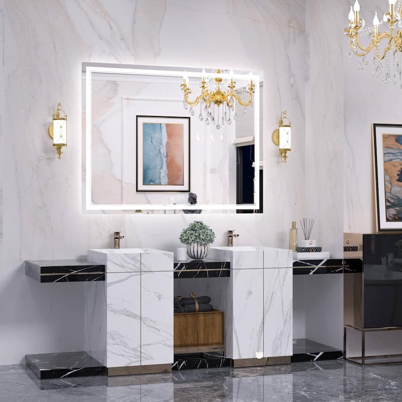 Keonjinn LED Front Light Bathroom Vanity Wall Mirror, Anti-Fog, Dimmable