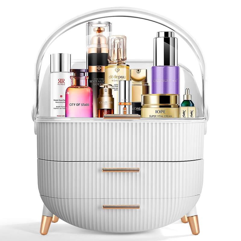 Portable Cosmetics Storage Box, Makeup Organizer for Vanity,Preppy Skin