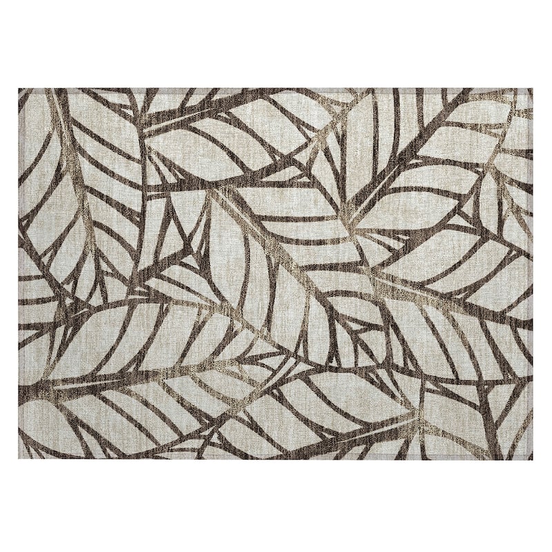 Machine Washable Indoor/ Outdoor Chantille Modern Palm Rug