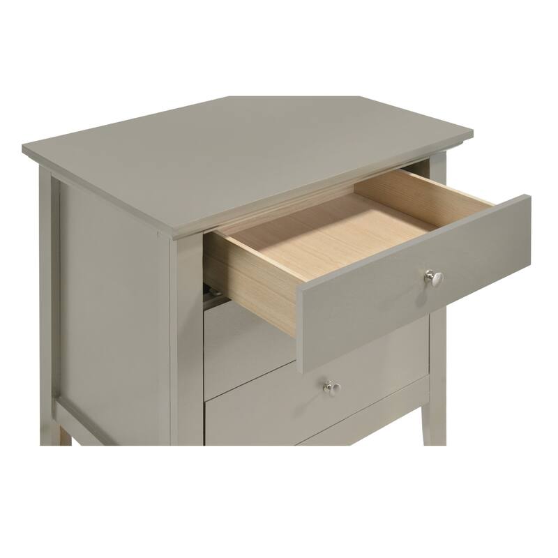 3-Drawer Wood Nightstand - 26" - Silver Champagne