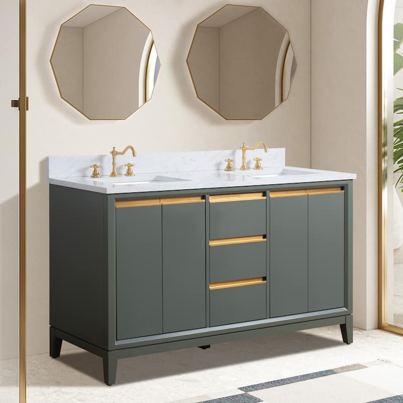 Vanity Art Bathroom Vanity with Ceramic Sink and Engineered Marble Top
