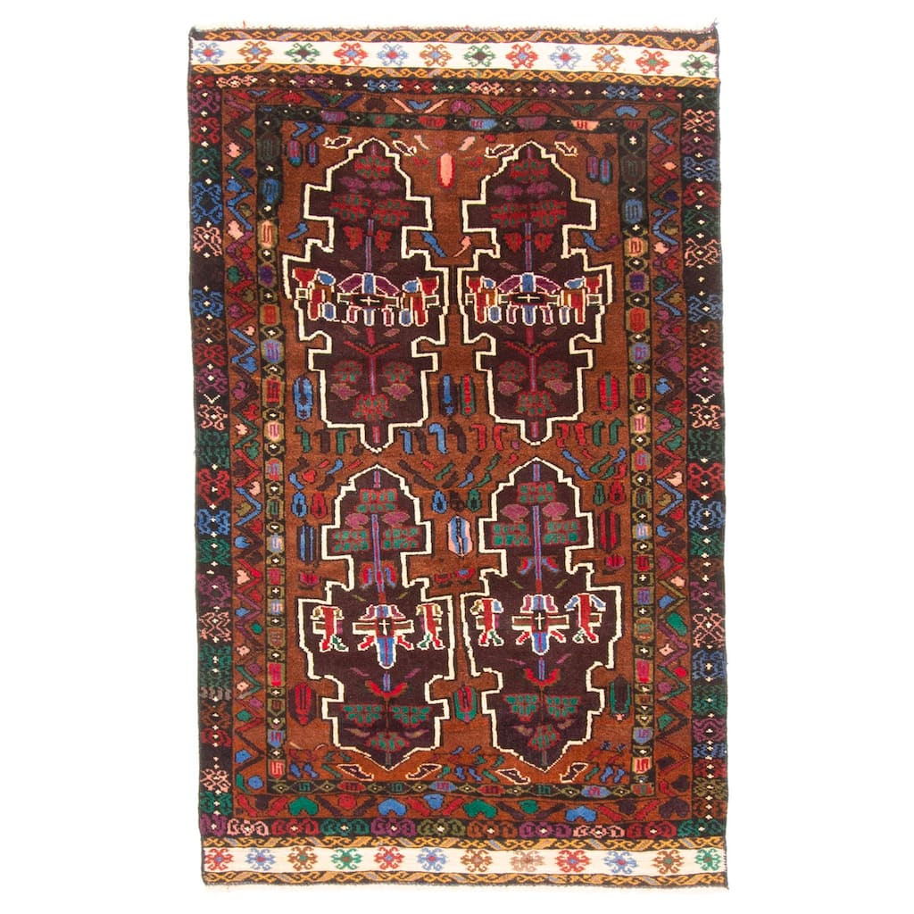 ECARPETGALLERY Hand-knotted Teimani Dark Brown Wool Rug - 2'9 x 4'6