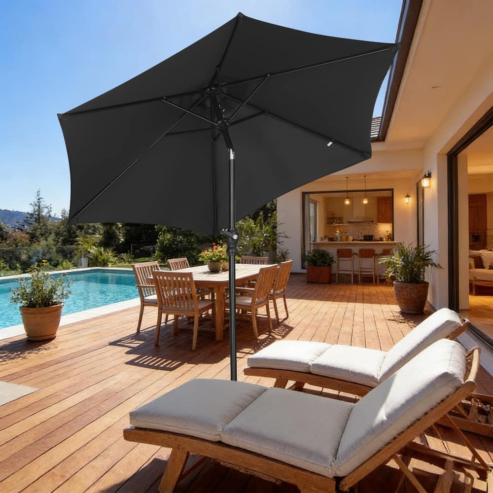 Ainfox 7.5ft Patio Umbrella Push Button Tilt Outdoor Market Umbrella Without Base