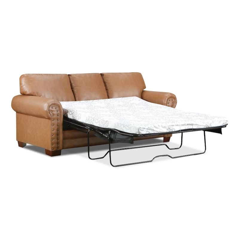 American Furniture Classics Vegan Leather Rolled Arm Sleeper Sofa