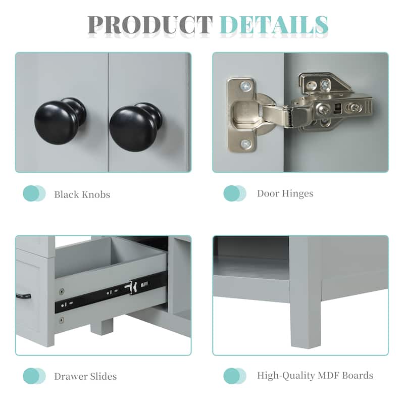 36"Bathroom Vanity with Sink Top, Bathroom Vanity Cabinet with Two Doors and Two Drawers, Solid Wood, Open shelf, MDF Boards