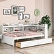 preview thumbnail 8 of 43, Wood Platform Bed with L-shaped Bookcases and Drawers