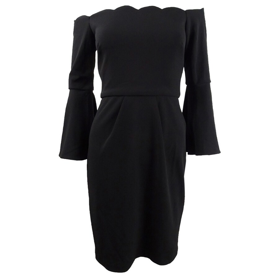 black flare sleeve dress