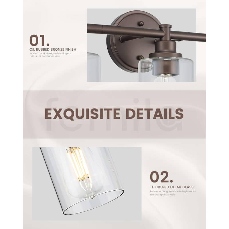 2/3/4/5-Light Bathroom Vanity Light with Clear Glass Shade