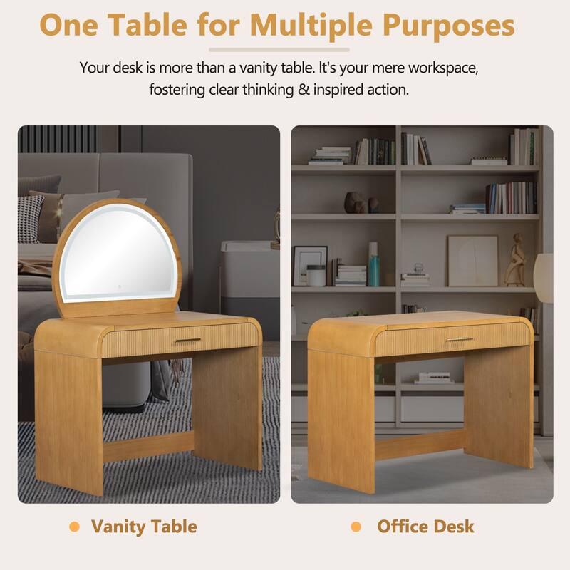 39" Bedroom Makeup Vanity Desk Dresser Table with Light Mirror, Drawer