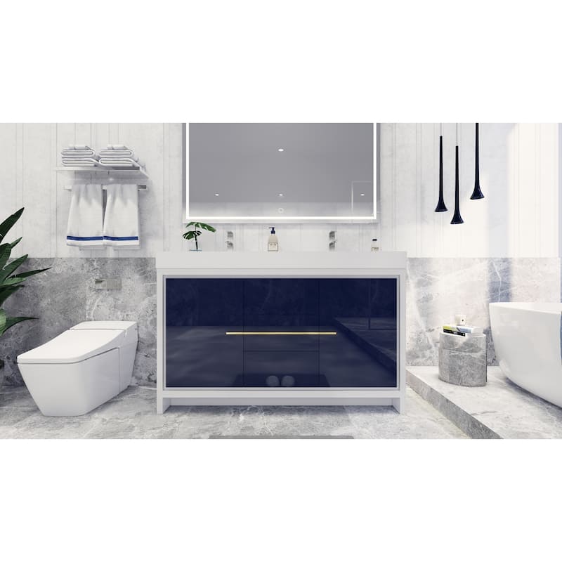 Dove 60'' Freestanding Vanity with Double Reinforced Acrylic Sink