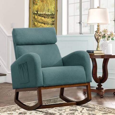 Rocking Chair Nursery Glider Chair High Back Rocking Armchair Accent Rocker for Living Room