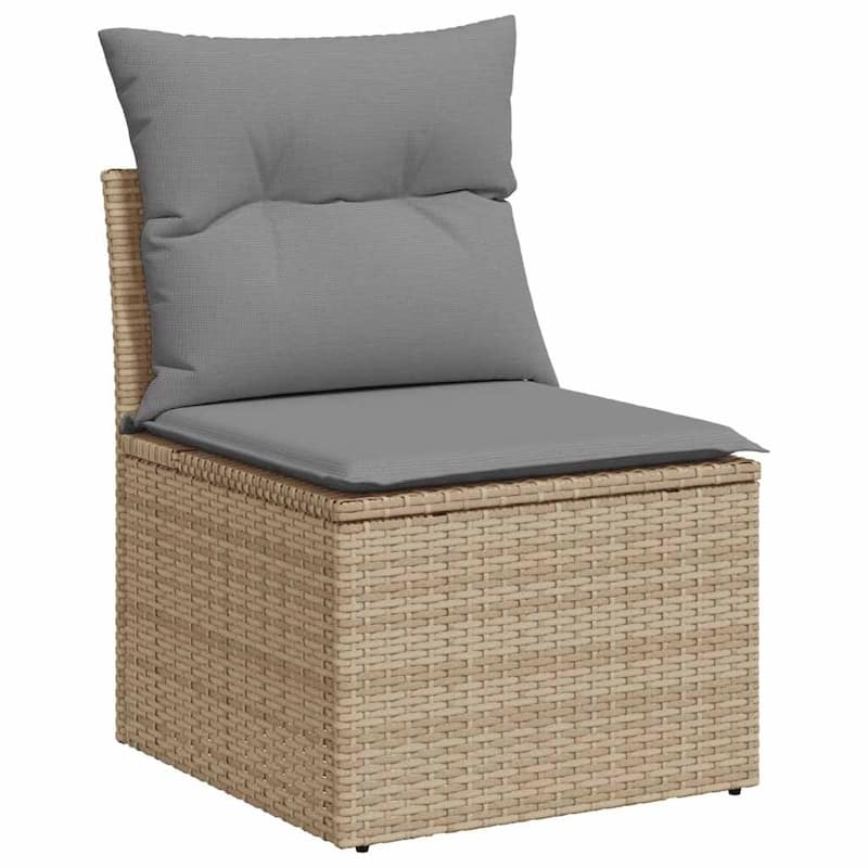 vidaXL Patio Sofa with Cushions Outdoor Seating Sectional Sofa Poly Rattan - 24.4 x 21.7 x 27.2 in